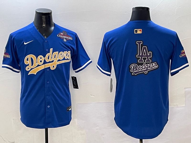 Men Los Angeles Dodgers Blank Blue Champion gold character 2025 Nike MLB Jersey style 21->los angeles dodgers->MLB Jersey